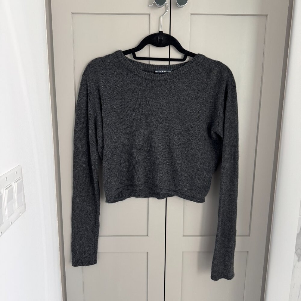 Brandy Melville Knit Crop Sweater - Charcoal